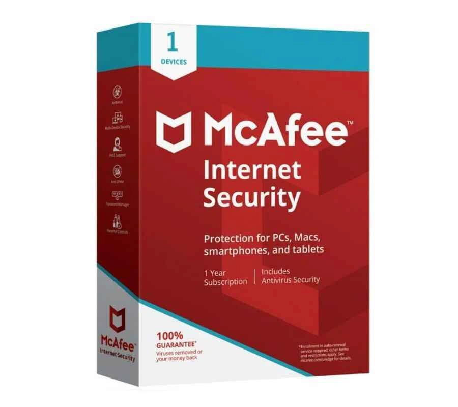 McAfee Internet Security Antivirus - 1 Device 1 Year